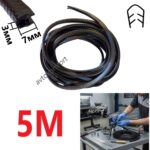 5M Черна Каучукова Лайсна U-Канал 7x3mm За Кантове Ръбове Метал Кола С Код АБ 1754